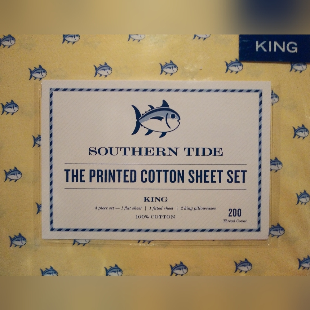New Southern Tide King Size 6pc sheet set Skipjack, Yellow